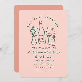 Handschilderij Retro Hedendaagse Kunst Bruiloft Kaart