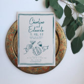 Handschilderij Retro Hedendaagse Kunst Bruiloft Kaart