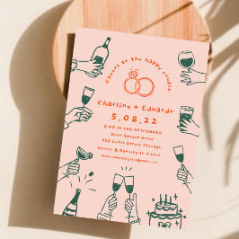 Handschilderij Retro Hedendaagse Kunst Bruiloft Kaart