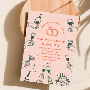 Handschilderij Retro Hedendaagse Kunst Bruiloft Kaart