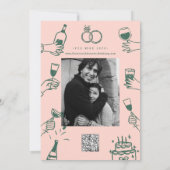 Handschilderij Retro Hedendaagse Kunst Bruiloft Kaart (Achterkant)