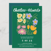 Handschilderij Retro Hedendaagse Kunst Bruiloft Kaart (Voorkant / Achterkant)