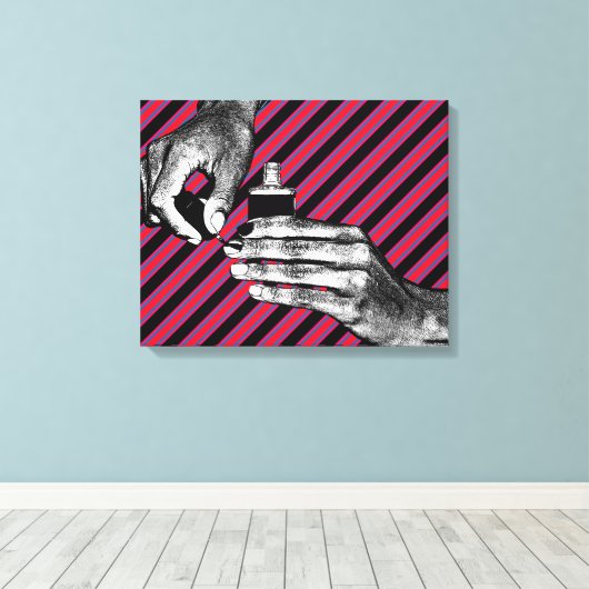 Handschilderingen Vingernagels Manicure Makeup sch Canvas Afdruk (Insitu (Houten vloer))