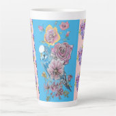 Handschildpad roze blauwe boedgie florale latte Mo Latte Mok (Voorkant)