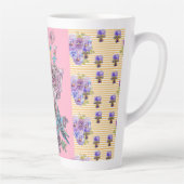 Handschildpad roze blauwe boedgie florale latte Mo Latte Mok (Rechts)