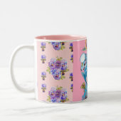 Handschildpad roze blauwe boedgie florale Mok (Links)