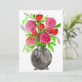 Handschildpadde Waterverf Abstracte Floral Art Bedankkaart (Staand voorkant)