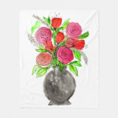 Handschildpadde Waterverf Abstracte Floral Art Fleece Deken (Voorkant)