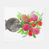 Handschildpadde Waterverf Abstracte Floral Art Fleece Deken (Voorkant (Horizontaal))