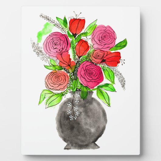 Handschildpadde Waterverf Abstracte Floral Art Fotoplaat (Voorkant)