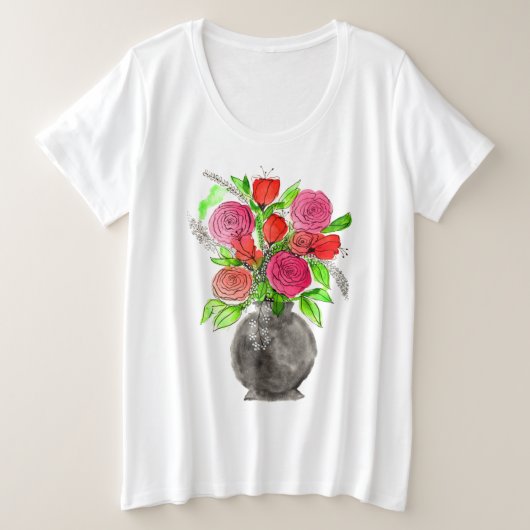 Handschildpadde Waterverf Abstracte Floral Art Grote Maat T-shirt (Design voorkant)