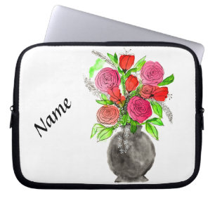 Handschildpadde Waterverf Abstracte Floral Art Laptop Sleeve