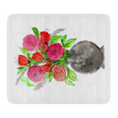 Handschildpadde Waterverf Abstracte Floral Art Snijplank (Voorkant)