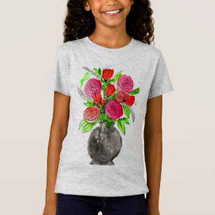 Handschildpadde Waterverf Abstracte Floral Art T-shirt