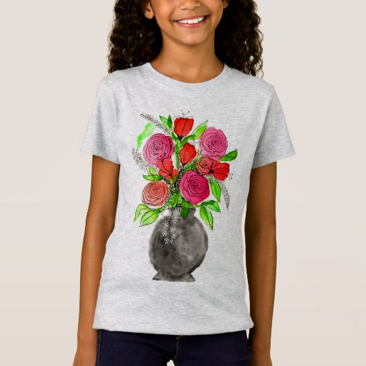 Handschildpadde Waterverf Abstracte Floral Art T-shirt (Voorkant)