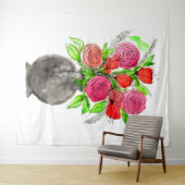 Handschildpadde Waterverf Abstracte Floral Art Wandkleed (In Situ (horizontaal))