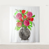 Handschildpadde Waterverf Abstracte Floral Art Wandkleed (Voorkant)