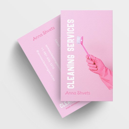 Handschoen Hand met borstelreiniging Diensten Visitekaartje