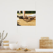 Handschoen van de honkbalspeler die de sleeplijn u poster (Keuken)