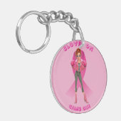 Handschoenen aan, game aan! Borstkanker bewustzijn Sleutelhanger (Voorkant Links)