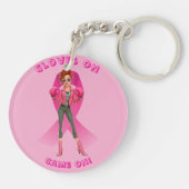Handschoenen aan, game aan! Borstkanker bewustzijn Sleutelhanger (Achterkant)