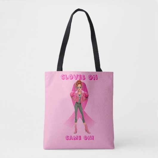 Handschoenen aan, game aan! Borstkanker bewustzijn Tote Bag (Voorkant)