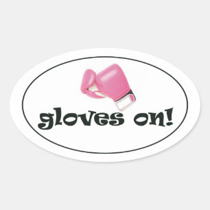 Handschoenen aan! Pastel roze bokshandschoenen Ovale Sticker