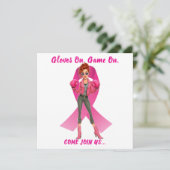 Handschoenen aan, spel op borstkanker inzamelingsa (Staand voorkant)