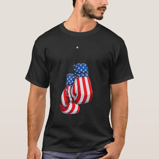 Handschoenen Amerikaanse vlag op 4 juli T-shirt (Voorkant)
