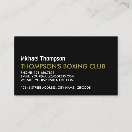 Handschoenen, boxer, boxer, boxing Trainer Visitekaartje (Achterkant)