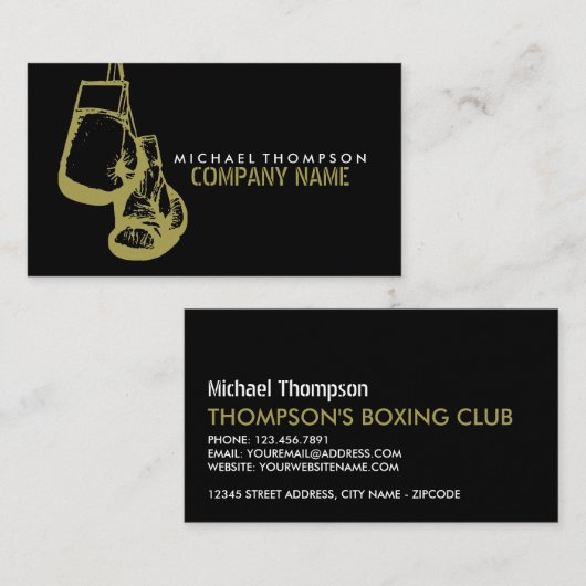 Handschoenen, boxer, boxer, boxing Trainer Visitekaartje (Voorkant / Achterkant)