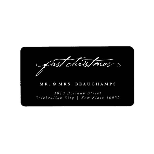  handschrift 1st kerstbruiloft Adres Etiket (Voorkant)