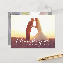 Handschrift 2 Foto bruiloft Bedankt Briefkaart