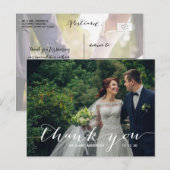 Handschrift 2 foto bruiloft Dank u Briefkaart (Voorkant / Achterkant)