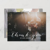 Handschrift 2 foto bruiloft Dank u Briefkaart (Voorkant / Achterkant)