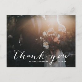 Handschrift 2 foto bruiloft Dank u Briefkaart