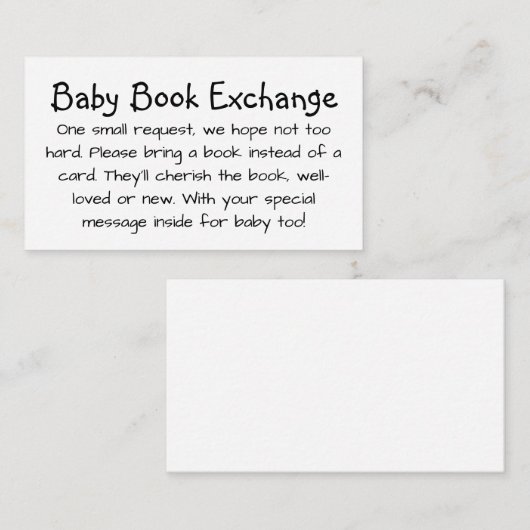 Handschrift Baby Book Exchange van het Schattige K Informatiekaartje (Voorkant / Achterkant)