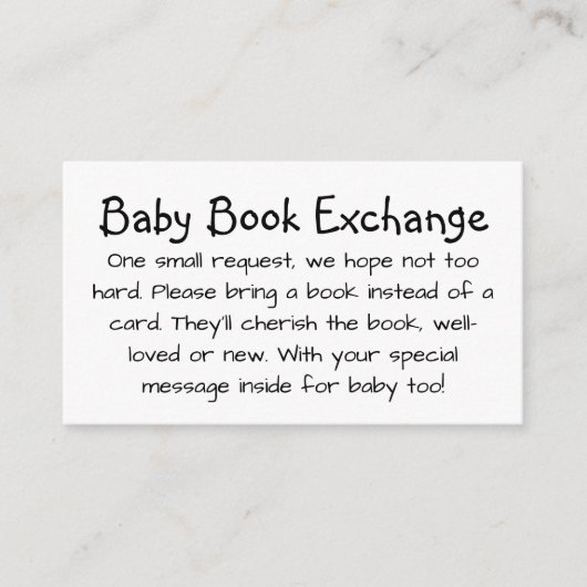 Handschrift Baby Book Exchange van het Schattige K Informatiekaartje (Voorkant)