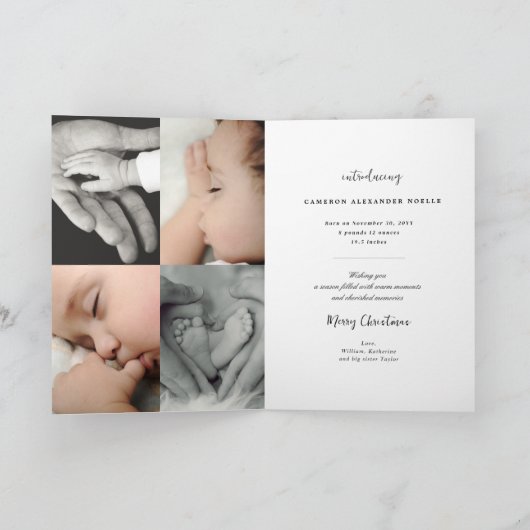  handschrift Baby's eerste kerstfoto Feestdagen Kaart (Binnen)