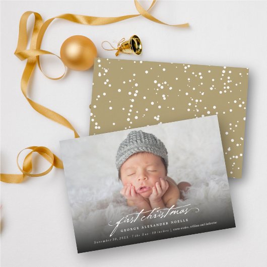  handschrift Baby's eerste kerstfoto Feestdagenkaart