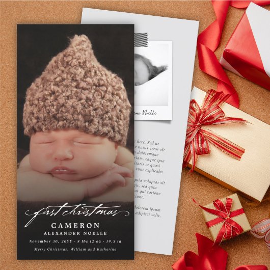  handschrift Baby's eerste kerstfoto Feestdagenkaart
