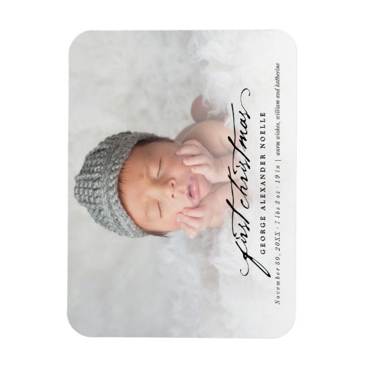  handschrift, baby's eerste kerstfoto magneet (Verticaal)