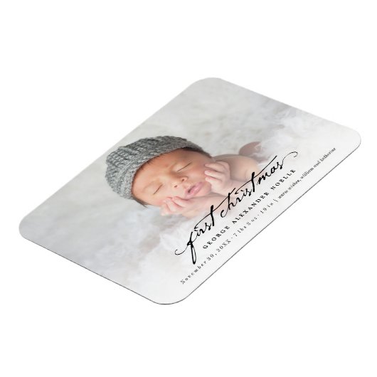  handschrift, baby's eerste kerstfoto magneet (Linkerzijde)