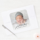  handschrift, baby's eerste kerstfoto vierkante sticker (Envelop)