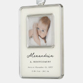  handschrift baby's kleine kerstfoto verzilverd omlijst ornament (Links)