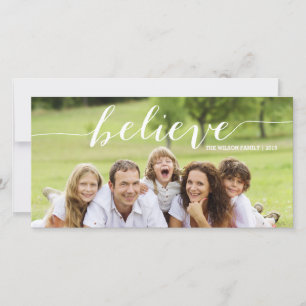 Handschrift Believe   Kerst Fotokaart Feestdagenkaart