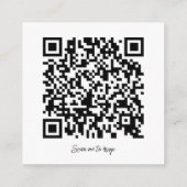 Handschrift black&white Whimsical QR code bruiloft Informatiekaartje (Achterkant)