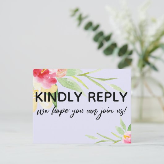 Handschrift Boho Floral RSVP Song Request Lavender Briefkaart (Staand voorkant)