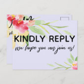 Handschrift Boho Floral RSVP Song Request Lavender Briefkaart (Voorkant / Achterkant)