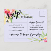 Handschrift Boho Floral RSVP Song Request Lavender Briefkaart (Achterkant)
